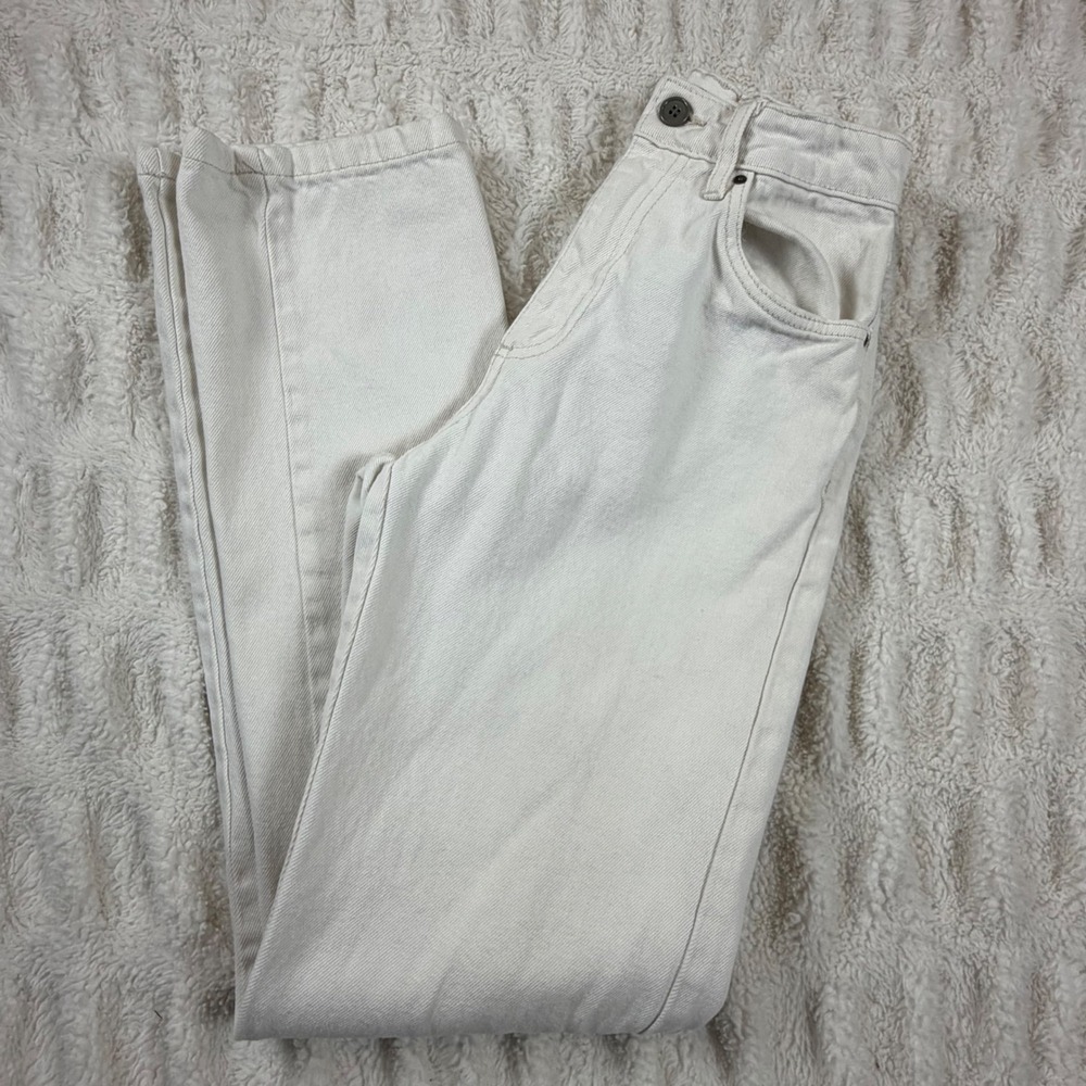 Cotton On Long Straight Leg Jeans Off White Cream High Rise Size 2 US
